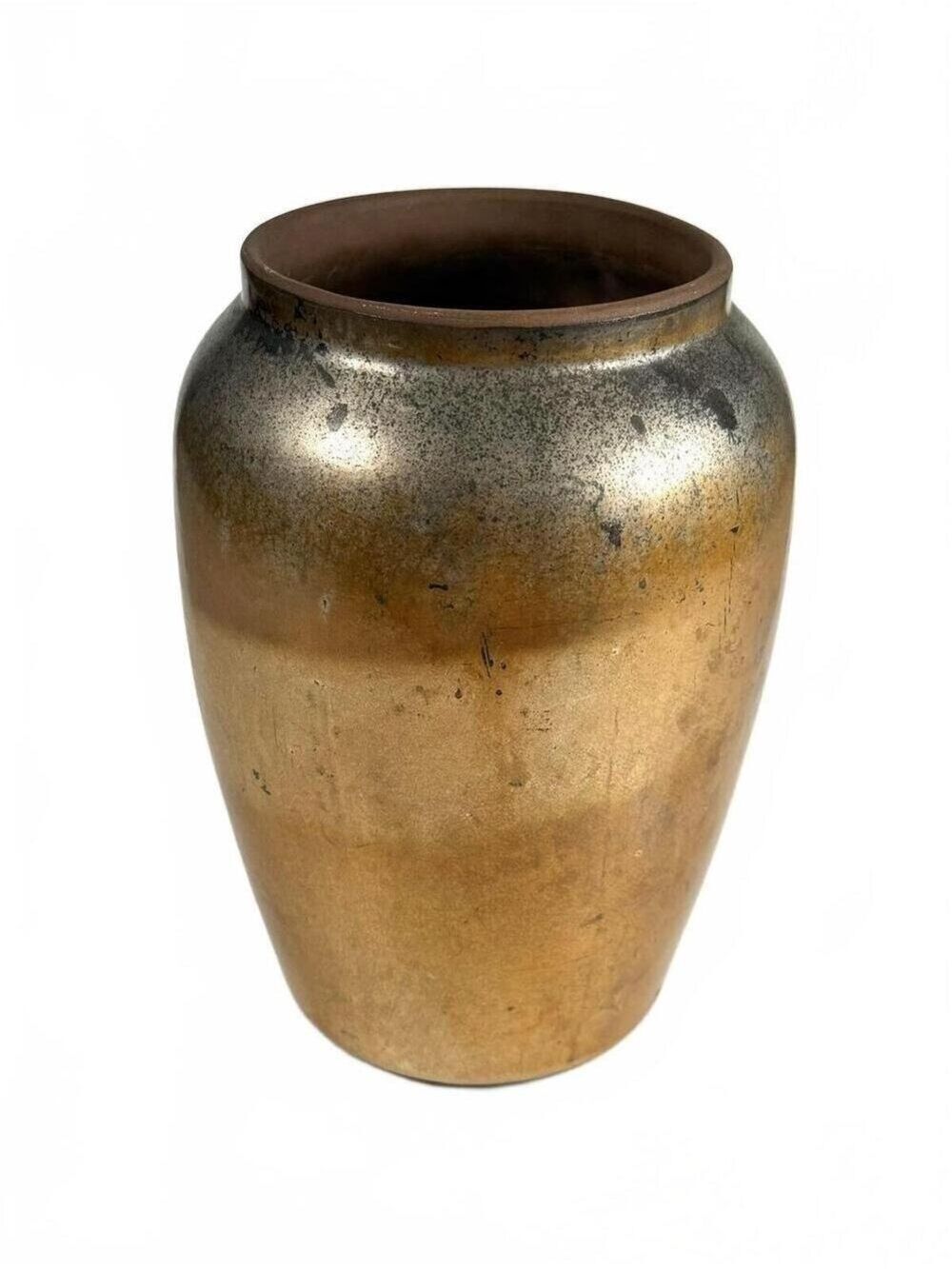 Vintage Burton Ceramica Patagonia Argentina Raku Metallic Luster Vase Signed